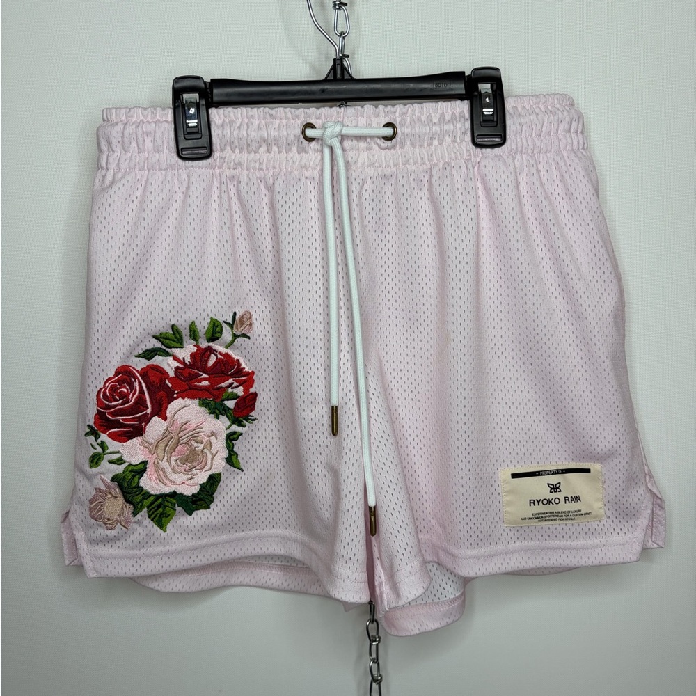 Ryoko Rain Pink Floral Men's Athletic Shorts
